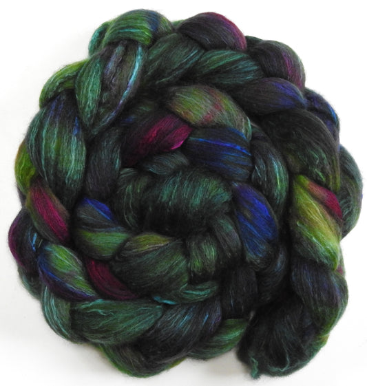 Whispering Pines (5.6 oz) -Batt in a Braid #63 (Cormo/ CAMEL/ silk -60/20/20)