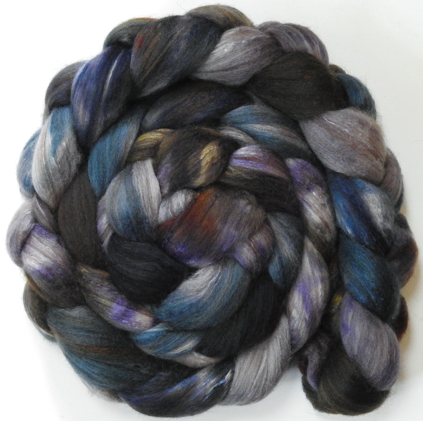 Oliphaunt (5.7 oz) - Batt in a Braid #7 - Polwarth/ Manx / Mulberry silk/ Firestar (30/30/30/10)
