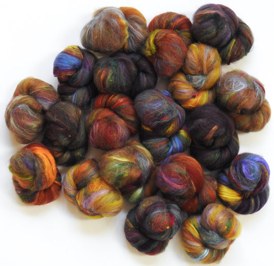 Christmas Feast -NON-Sparkle Sticklebatts (4.3 oz)-Cormo RamboX fleece, YAK, polwarth,merino, silk, sari silk