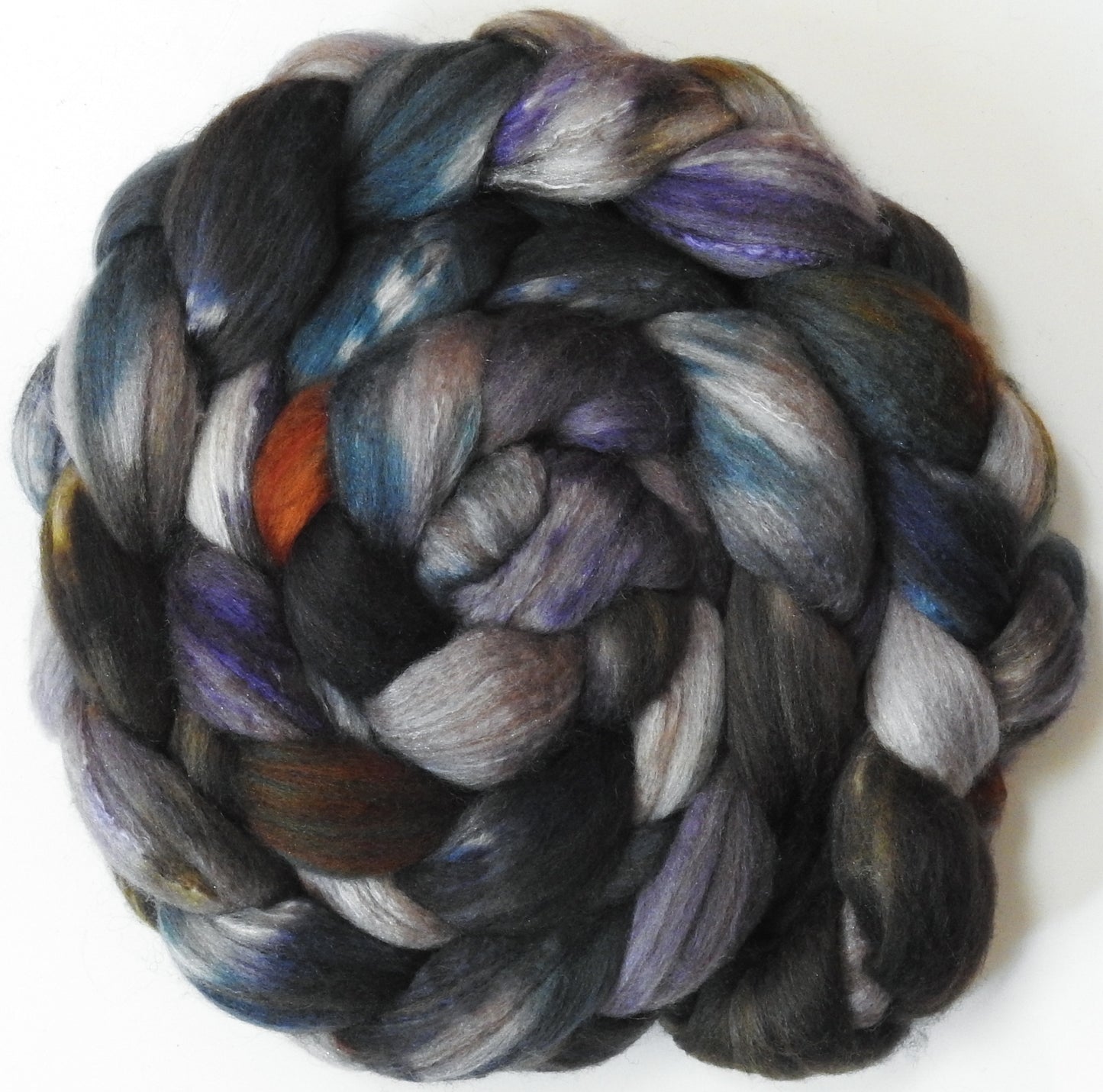 Oliphaunt (5.7 oz) - Batt in a Braid #7 - Polwarth/ Manx / Mulberry silk/ Firestar (30/30/30/10)