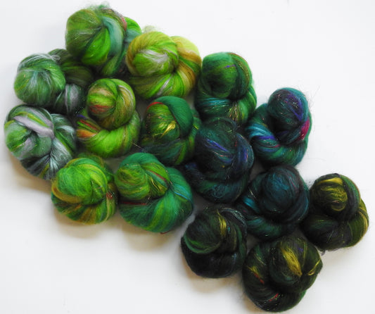 Elf -Sparkle Sticklebatts (4.2 oz) -Corriedale fleece, CAMEL, merino, polwarth, silk, silk noil, angelina