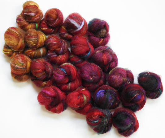 Nutcracker -Sparkle Sticklebatts (4.2 oz) -Corriedale fleece, CAMEL, merino, polwarth, silk, silk noil, angelina