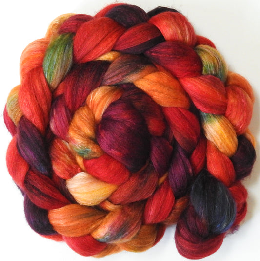 Dragon-Fire (5.7 oz) - Batt in a Braid #7 - Polwarth/ Manx / Mulberry silk/ Firestar (30/30/30/10)
