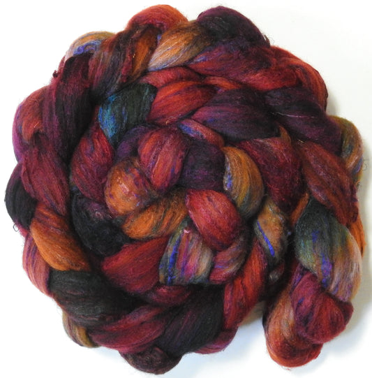 Dragon-fire (5.7 oz) - Batt in a Braid #65 - Rambouillet/ Cormo / Sari  silk/ Tussah silk (40/25/25/10)