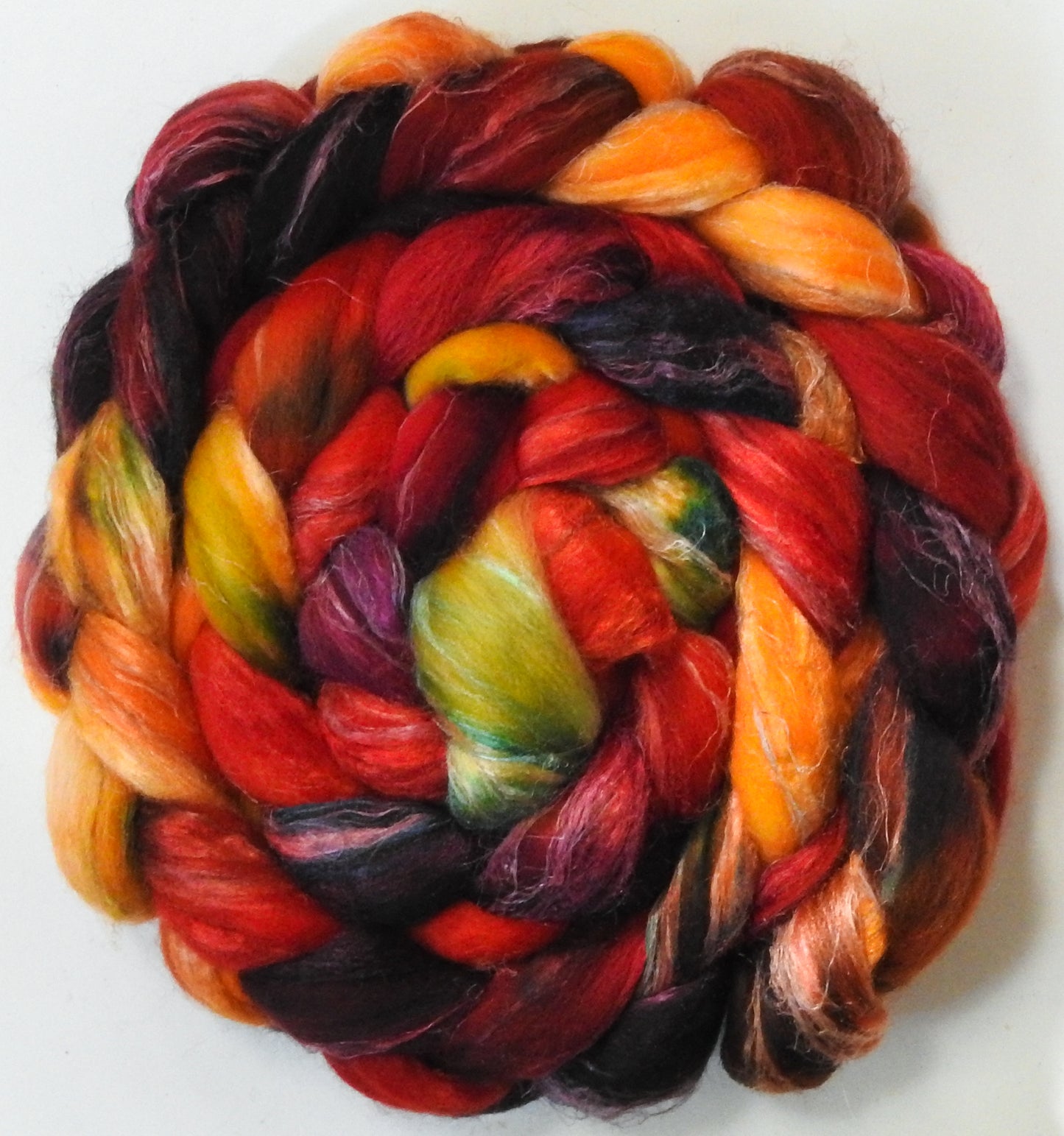 Dragon-fire (5.8 oz) - Merino/ Tussah Silk/ Natural Flax (50/25/25)