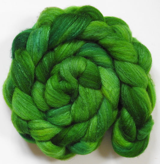 Grinch (5.8 oz)-Batt in a Braid #27- Lt. Grey Shetland/ Falkland Merino / tussah silk (50/25/25)