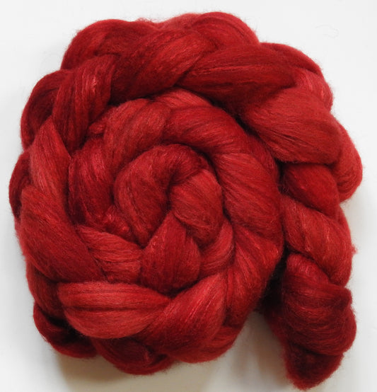 Holly Berry (4.1 oz) -Batt in a Braid #63 (Cormo/ CAMEL/ silk -60/20/20)