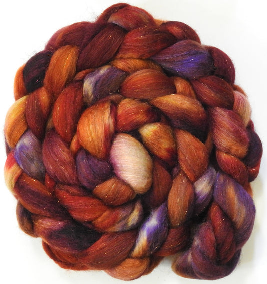 Meduseld (5.7 oz) - Batt in a Braid #67 - Polwarth/Baby Camel/Tussah Silk/ Gold Stellina (40/25/25/10)