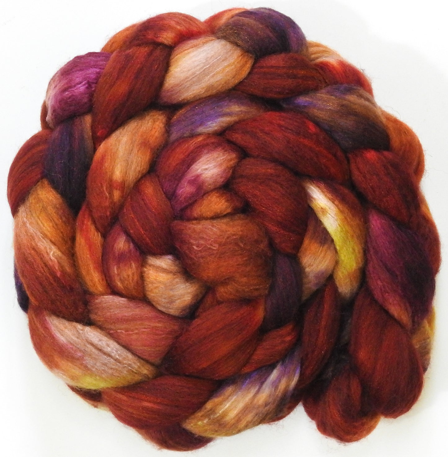 Meduseld (5.8 oz) - Batt in a Braid #7 - Polwarth/ Manx / Mulberry silk/ Firestar (30/30/30/10)