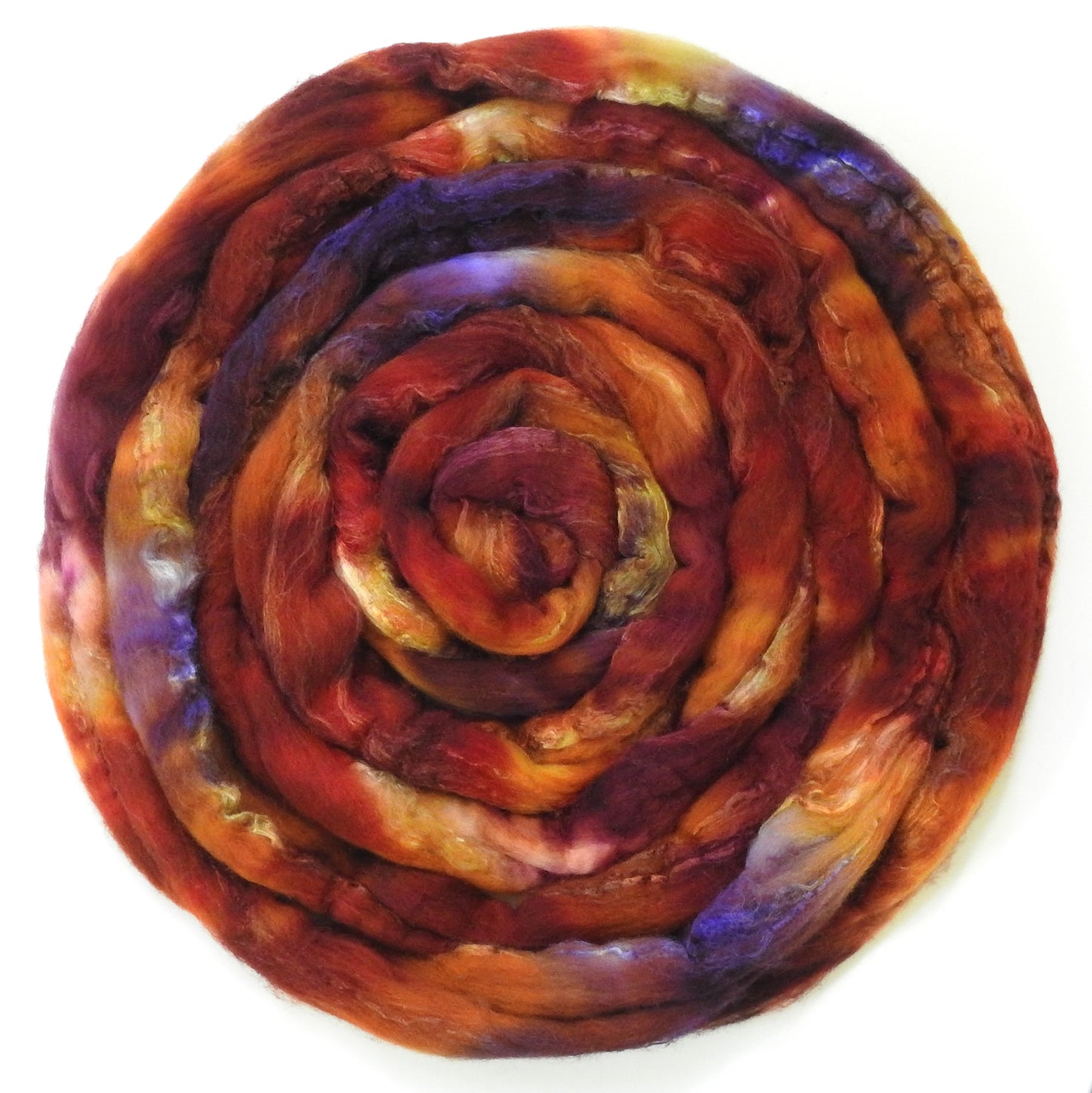 Meduseld (5.7 oz) - Batt in a Braid #67 - Polwarth/Baby Camel/Tussah Silk/ Gold Stellina (40/25/25/10)