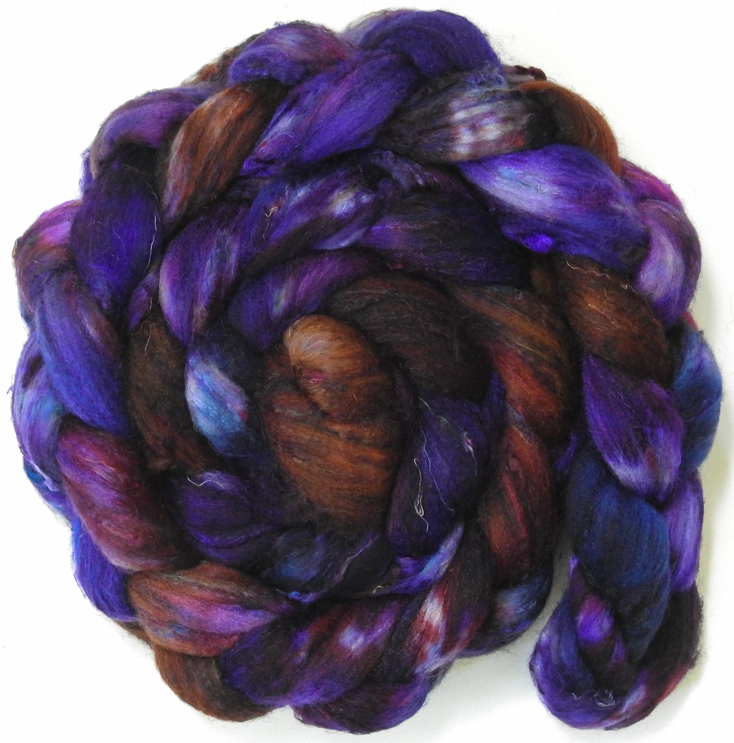 The House of the Stewards (5.8 oz) - Batt in a Braid #65 - Rambouillet/ Cormo / Sari  silk/ Tussah silk (40/25/25/10)