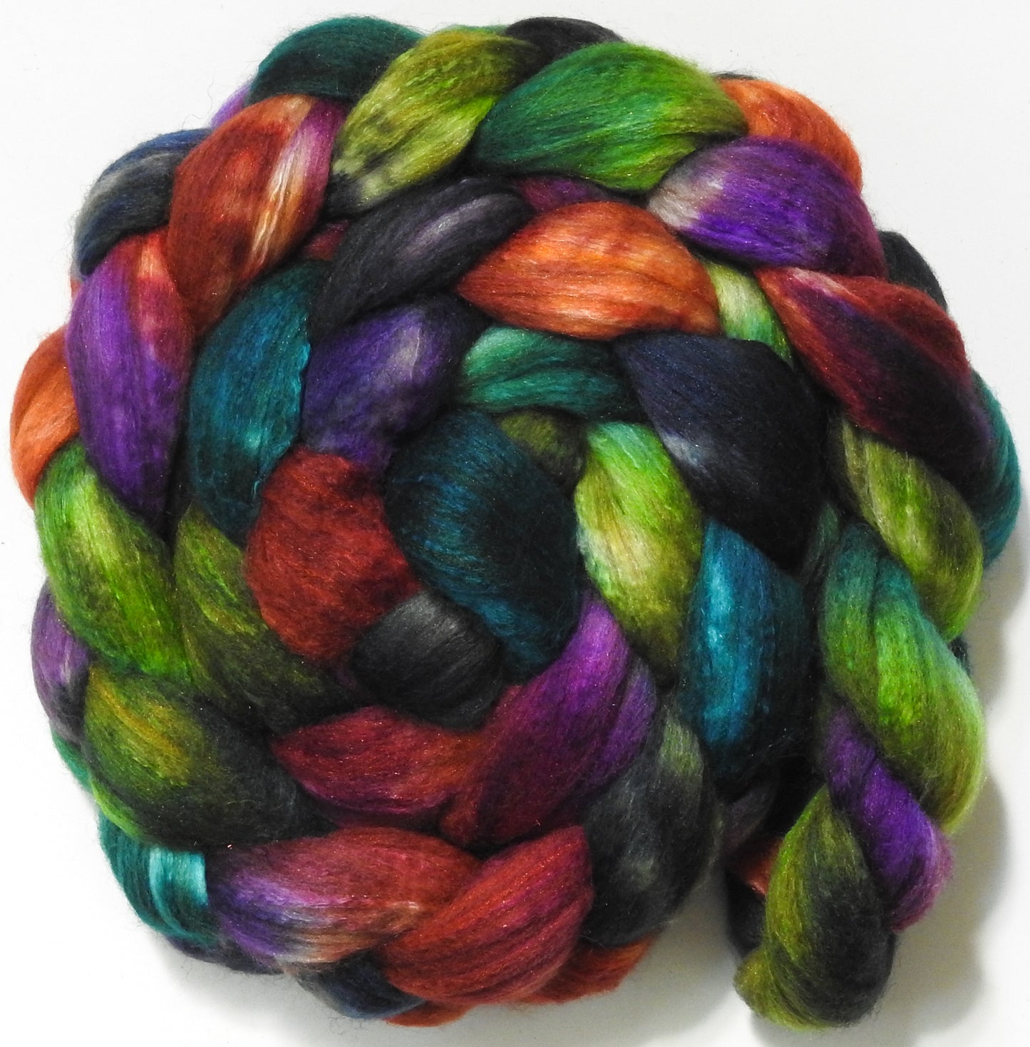 Bag End (5.8 oz) - Batt in a Braid #7 - Polwarth/ Manx / Mulberry silk/ Firestar (30/30/30/10)