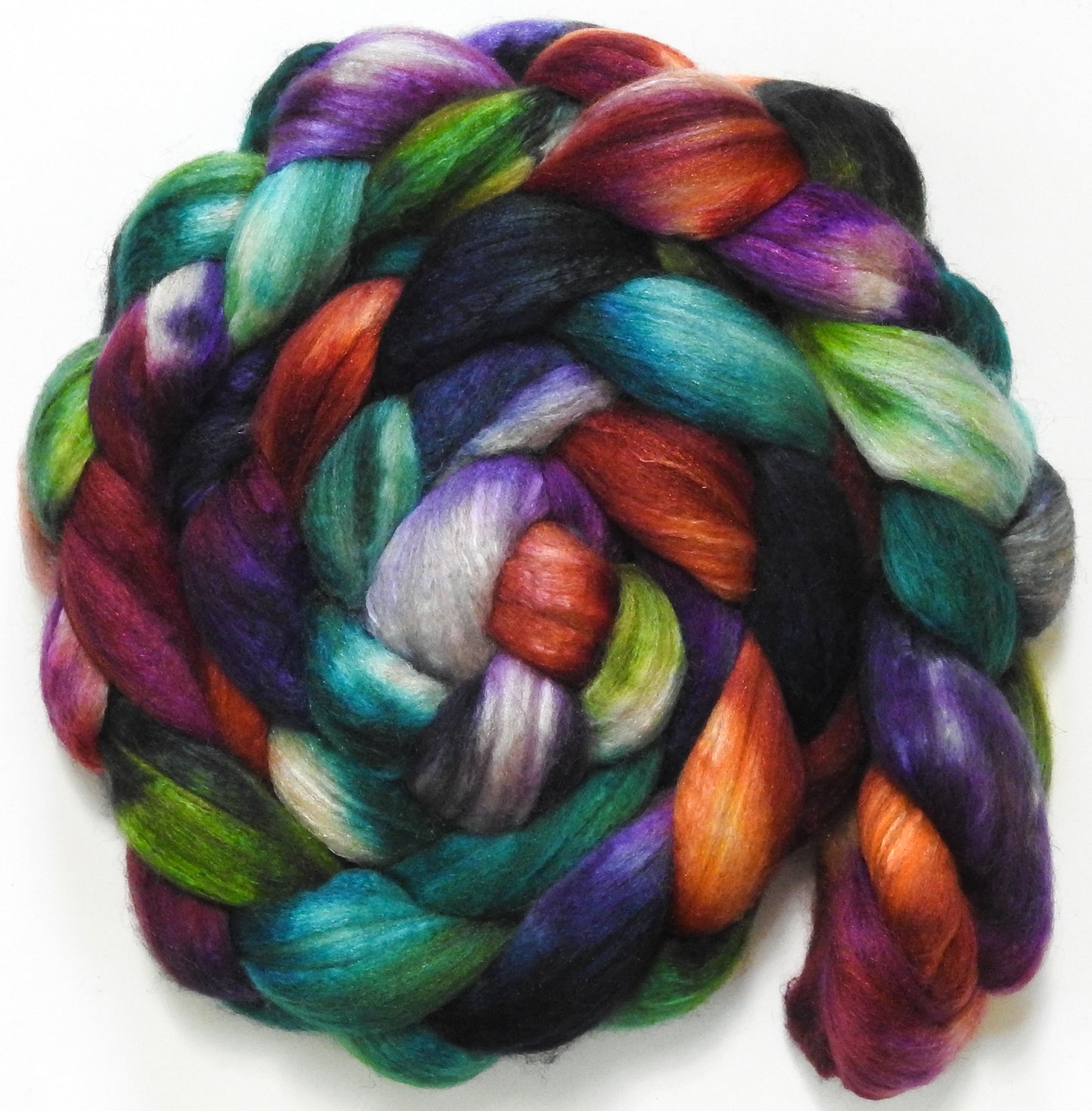 Bag End (5.8 oz) - Batt in a Braid #7 - Polwarth/ Manx / Mulberry silk/ Firestar (30/30/30/10)