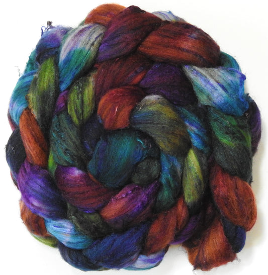 Bag End (5.8 oz) - Batt in a Braid #65 - Rambouillet/ Cormo / Sari  silk/ Tussah silk (40/25/25/10)