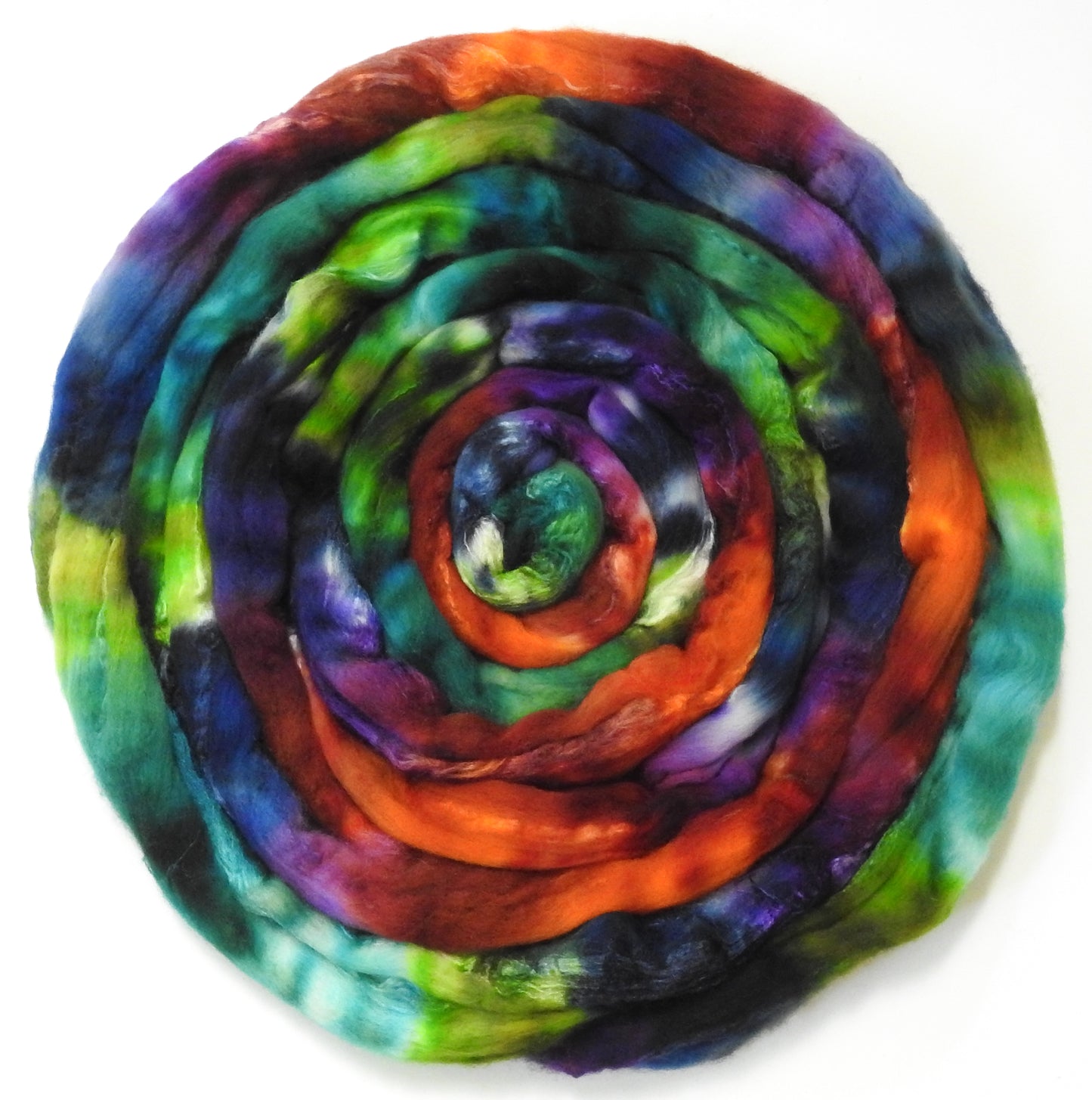 Bag End (5.8 oz) - Batt in a Braid #65 - Rambouillet/ Cormo / Sari  silk/ Tussah silk (40/25/25/10)