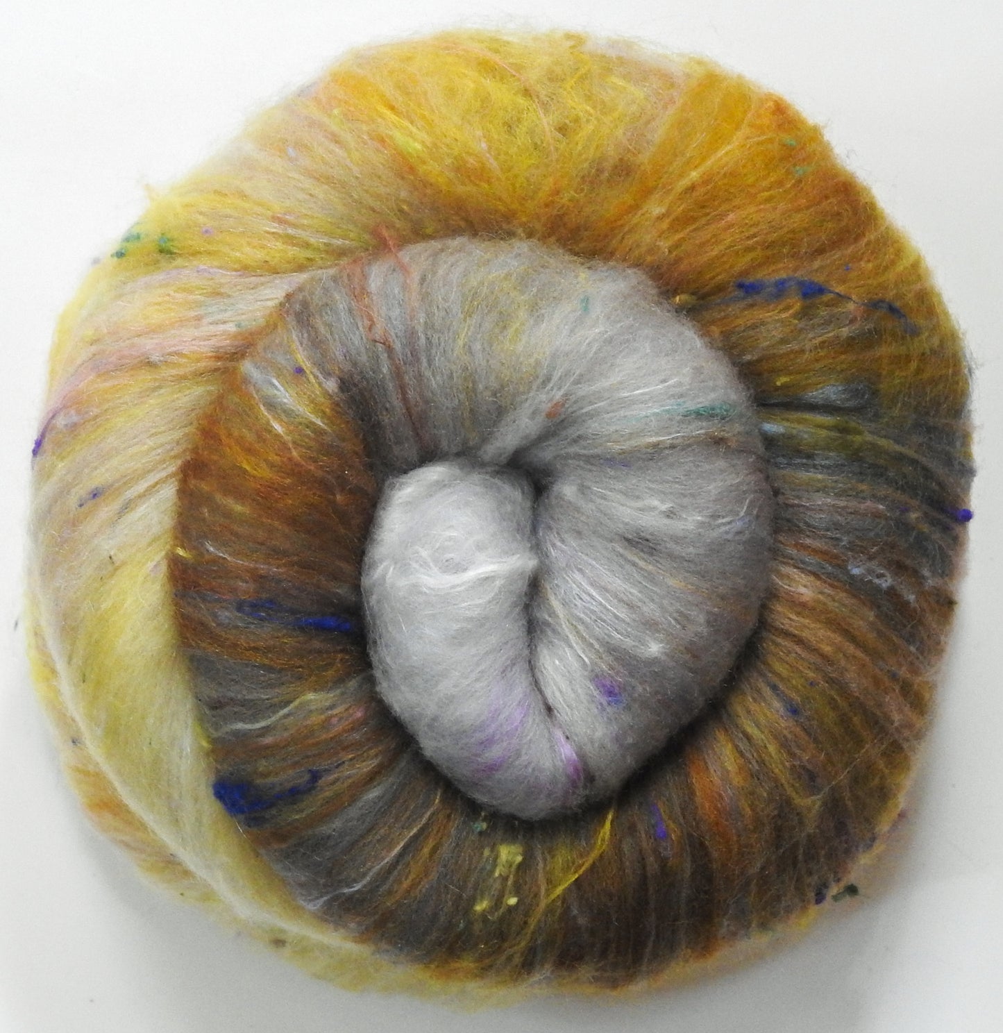 The Two Trees of Valinor (4 oz) -Sparkle and Non-Sparkle Roly-poly batt -Haunui fleece; merino, silk, bamboo, silk noil (Angelina in the sparkle variety)