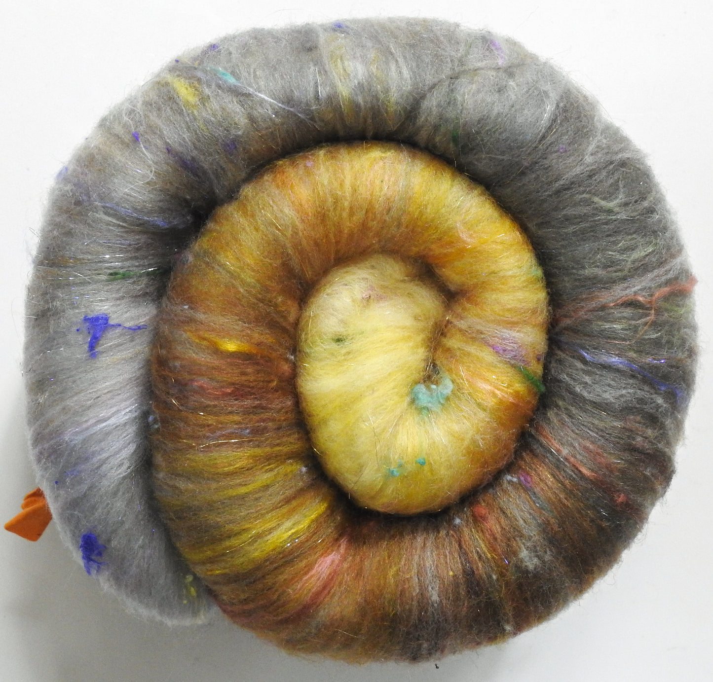 The Two Trees of Valinor (4 oz) -Sparkle and Non-Sparkle Roly-poly batt -Haunui fleece; merino, silk, bamboo, silk noil (Angelina in the sparkle variety)