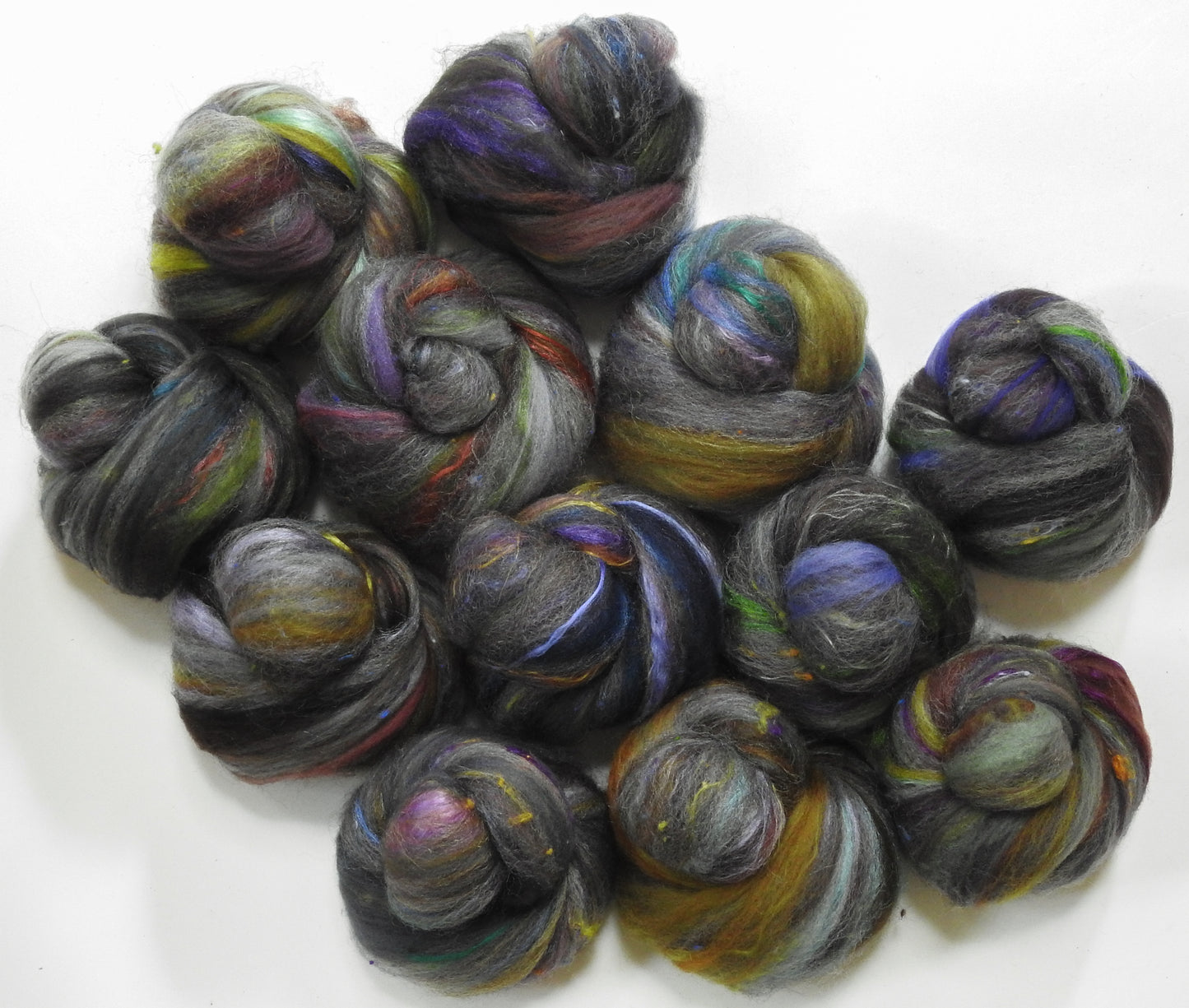 Strider -(4 oz. ) NON-Sparkle Sticklebatts - CVMXRambouillet fleece, merino, Corriedale,  silk, Tweed Blend, silk noil