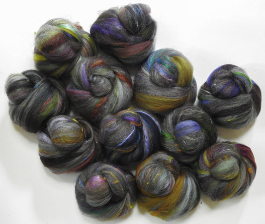 Strider -(4 oz. ) NON-Sparkle Sticklebatts - CVMXRambouillet fleece, merino, Corriedale,  silk, Tweed Blend, silk noil