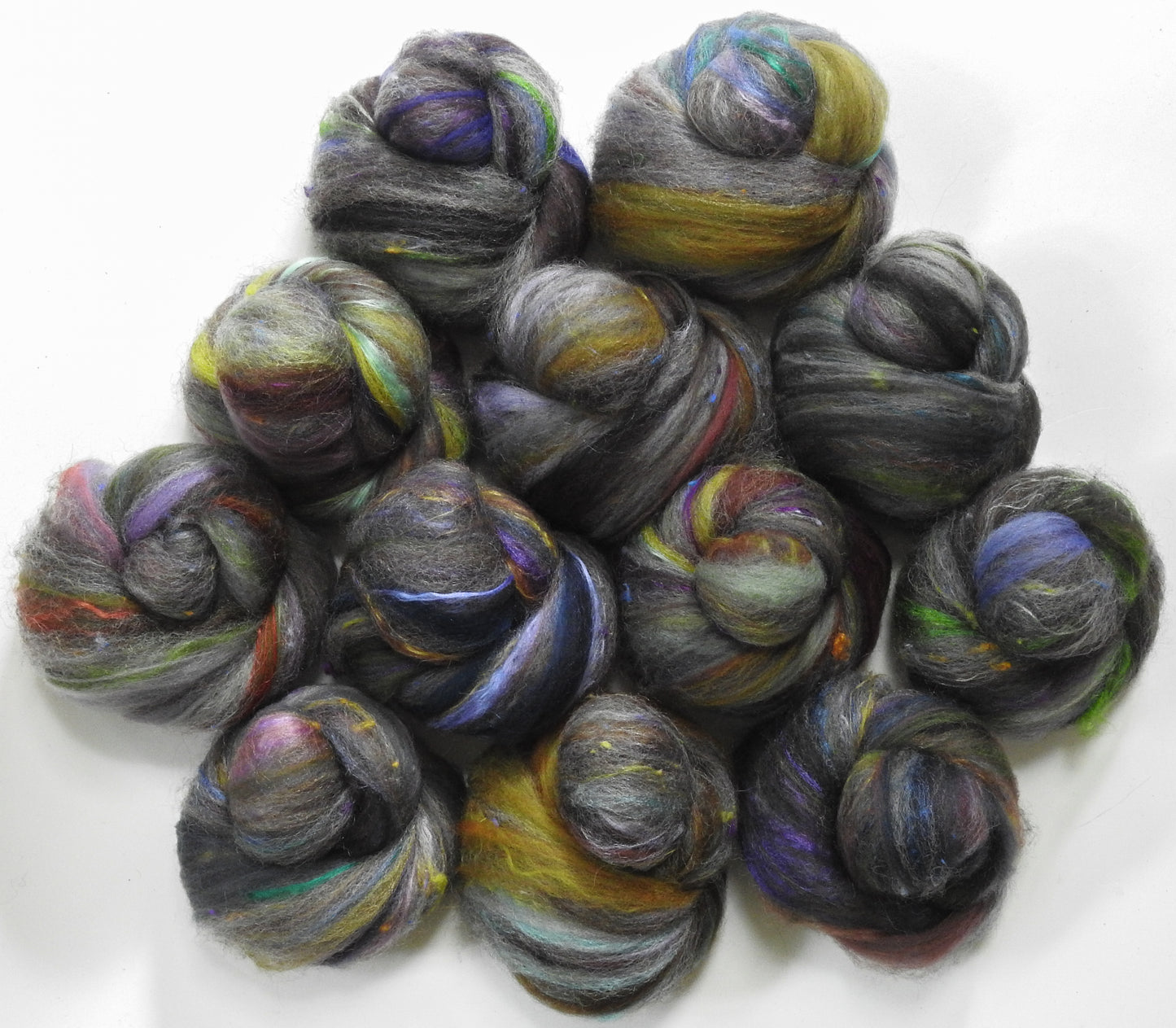 Strider -(4 oz. ) NON-Sparkle Sticklebatts - CVMXRambouillet fleece, merino, Corriedale,  silk, Tweed Blend, silk noil