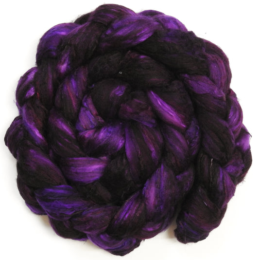 Pokeberry (5.4 oz) - Batt in a Braid #39 - Merino/ Mulberry Silk / Sari Silk (50/25/25)