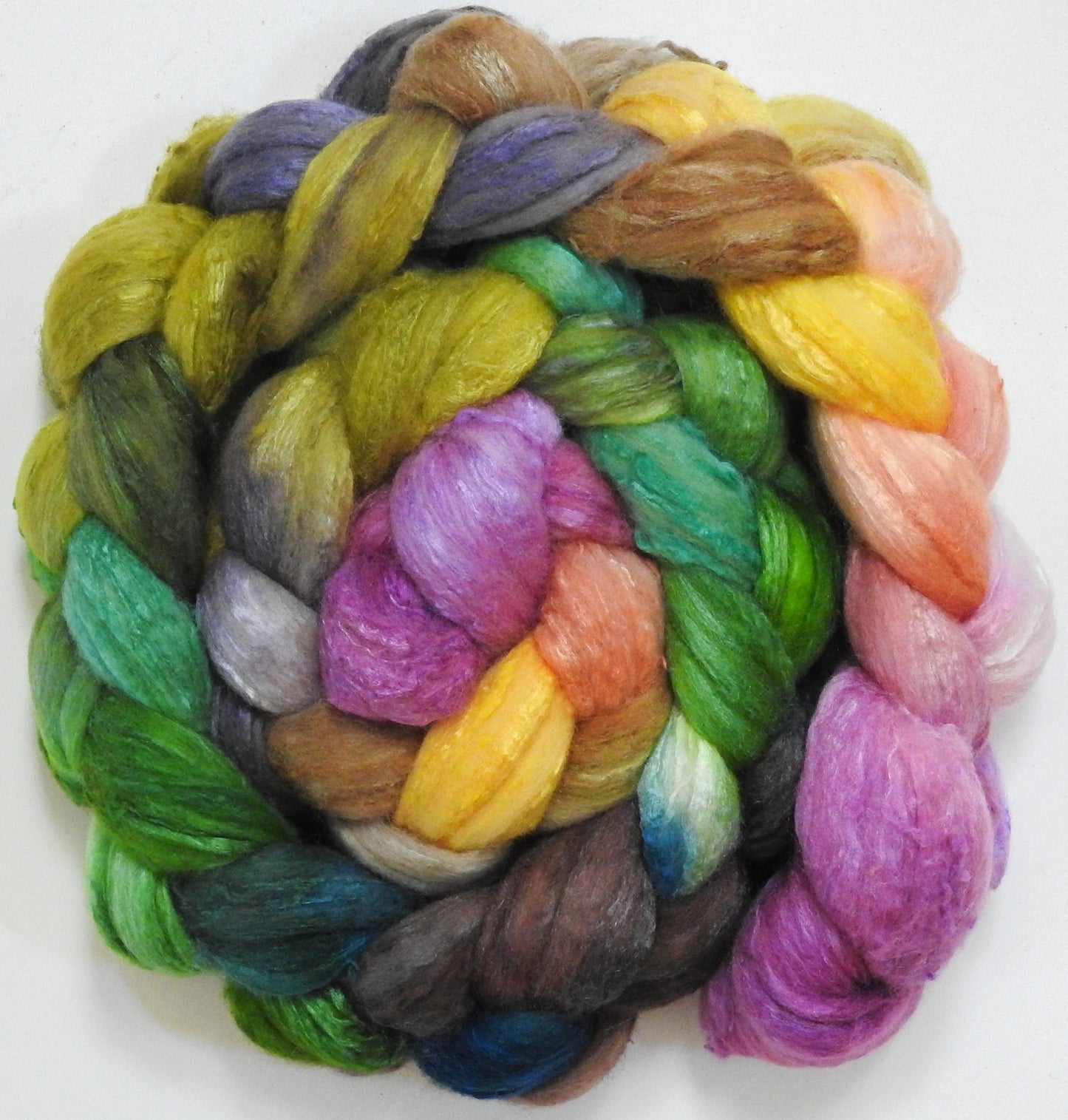 Rivendell (5.6 oz) - Batt in a Braid #66 - Cormo/ Tussah Silk / Silk Slubs(60/25/15)