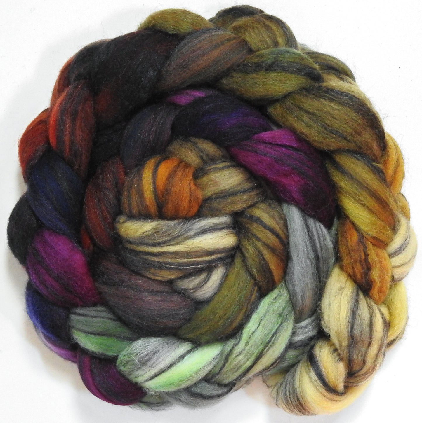 Journeys (5.7 oz) - Batt in a Braid #68 - Lt. Grey Shetland/ Falkland Merino / Black tussah silk (45/30/25)