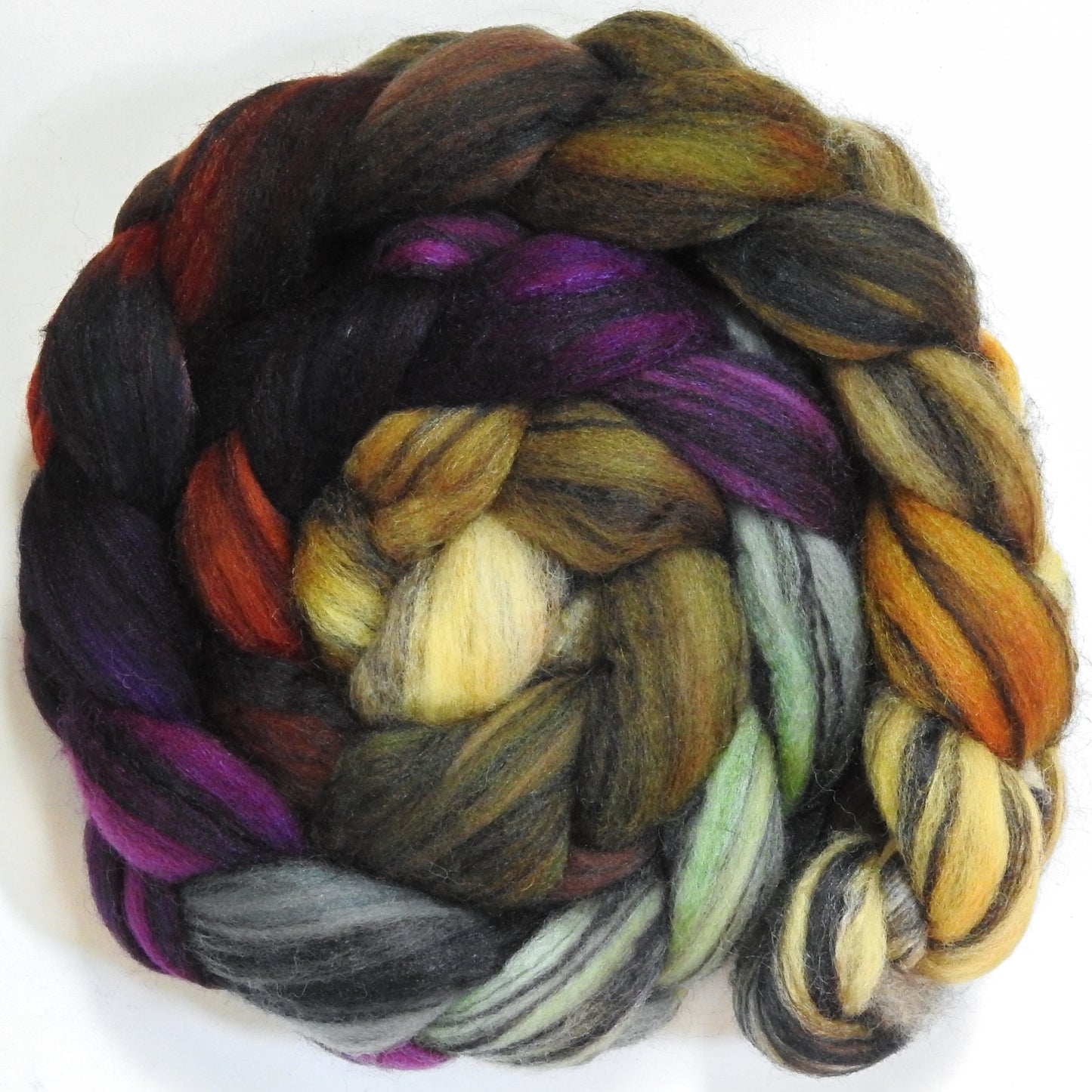 Journeys (5.7 oz) - Batt in a Braid #68 - Lt. Grey Shetland/ Falkland Merino / Black tussah silk (45/30/25)
