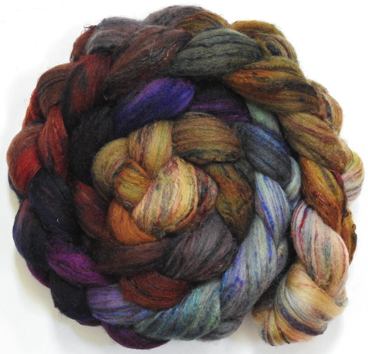 Journeys (5.7 oz) - Batt in a Braid #65 - Rambouillet/ Cormo / Sari  silk/ Tussah silk (40/25/25/10)