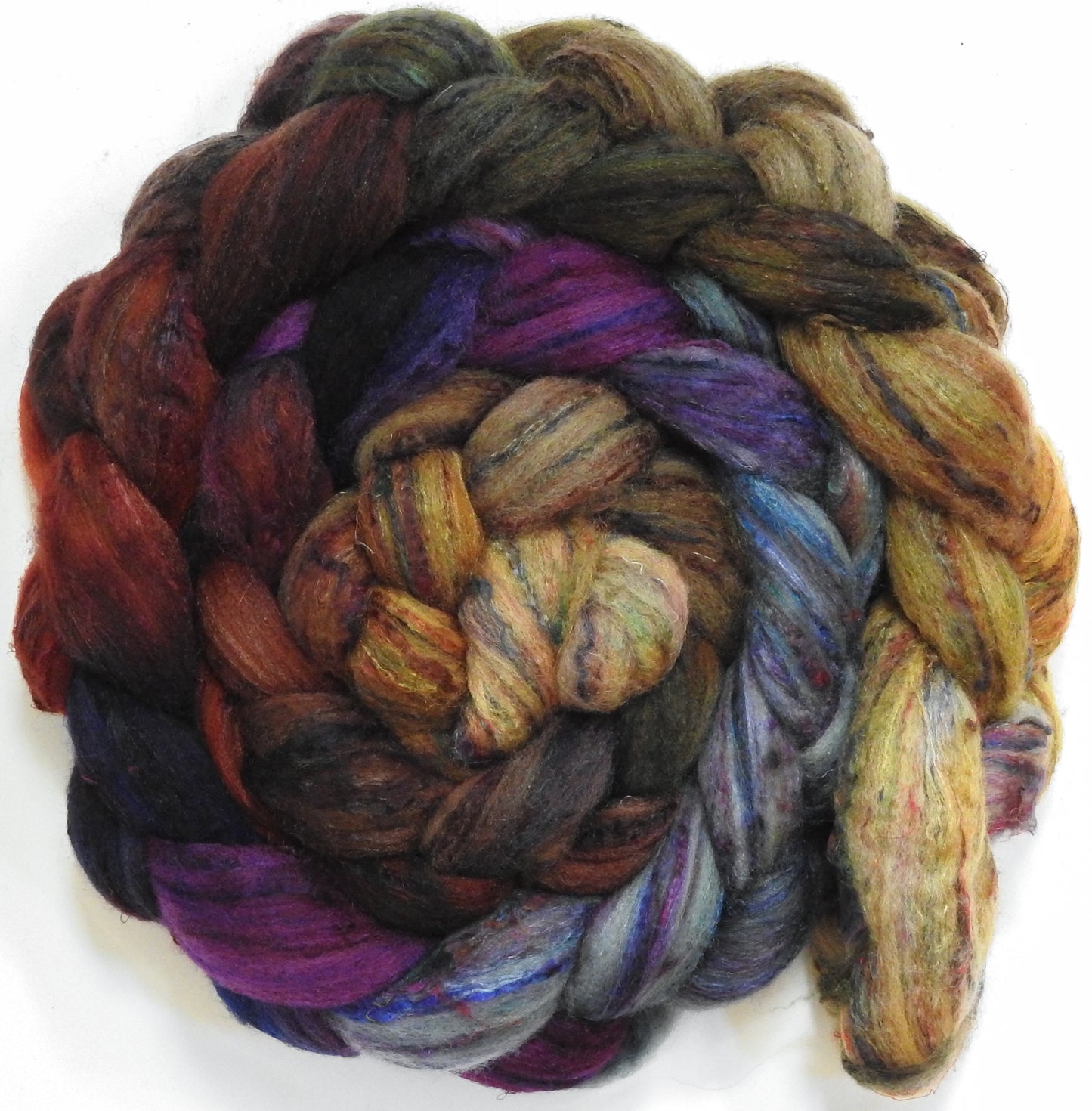 Journeys (5.7 oz) - Batt in a Braid #65 - Rambouillet/ Cormo / Sari  silk/ Tussah silk (40/25/25/10)