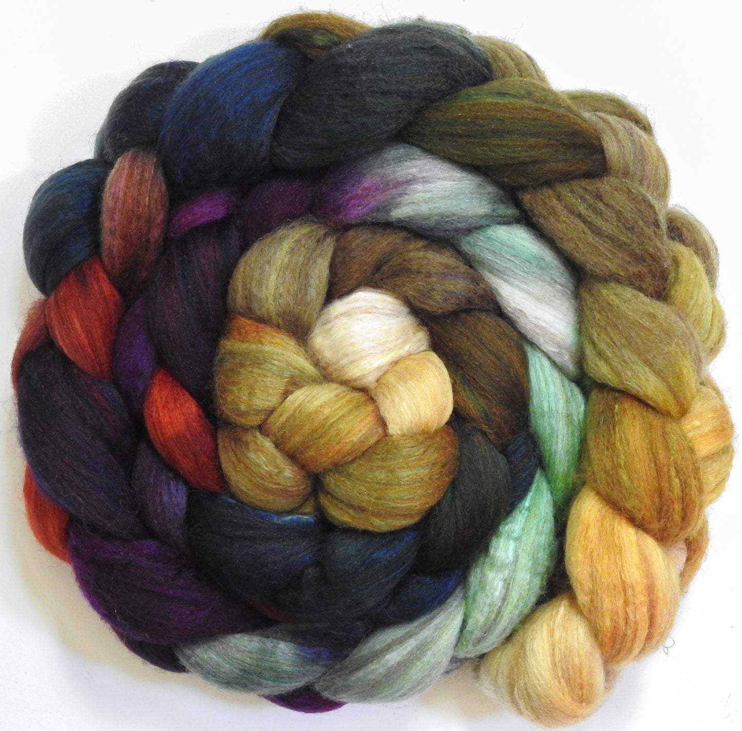Journeys (5.7 oz) - Batt in a Braid #7 - Polwarth/ Manx / Mulberry silk/ Firestar (30/30/30/10)