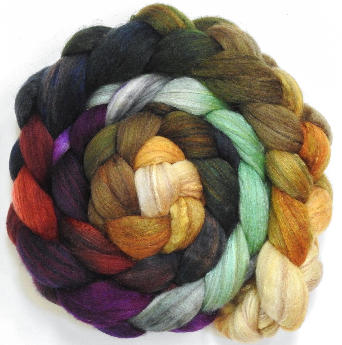 Journeys (5.7 oz) - Batt in a Braid #7 - Polwarth/ Manx / Mulberry silk/ Firestar (30/30/30/10)