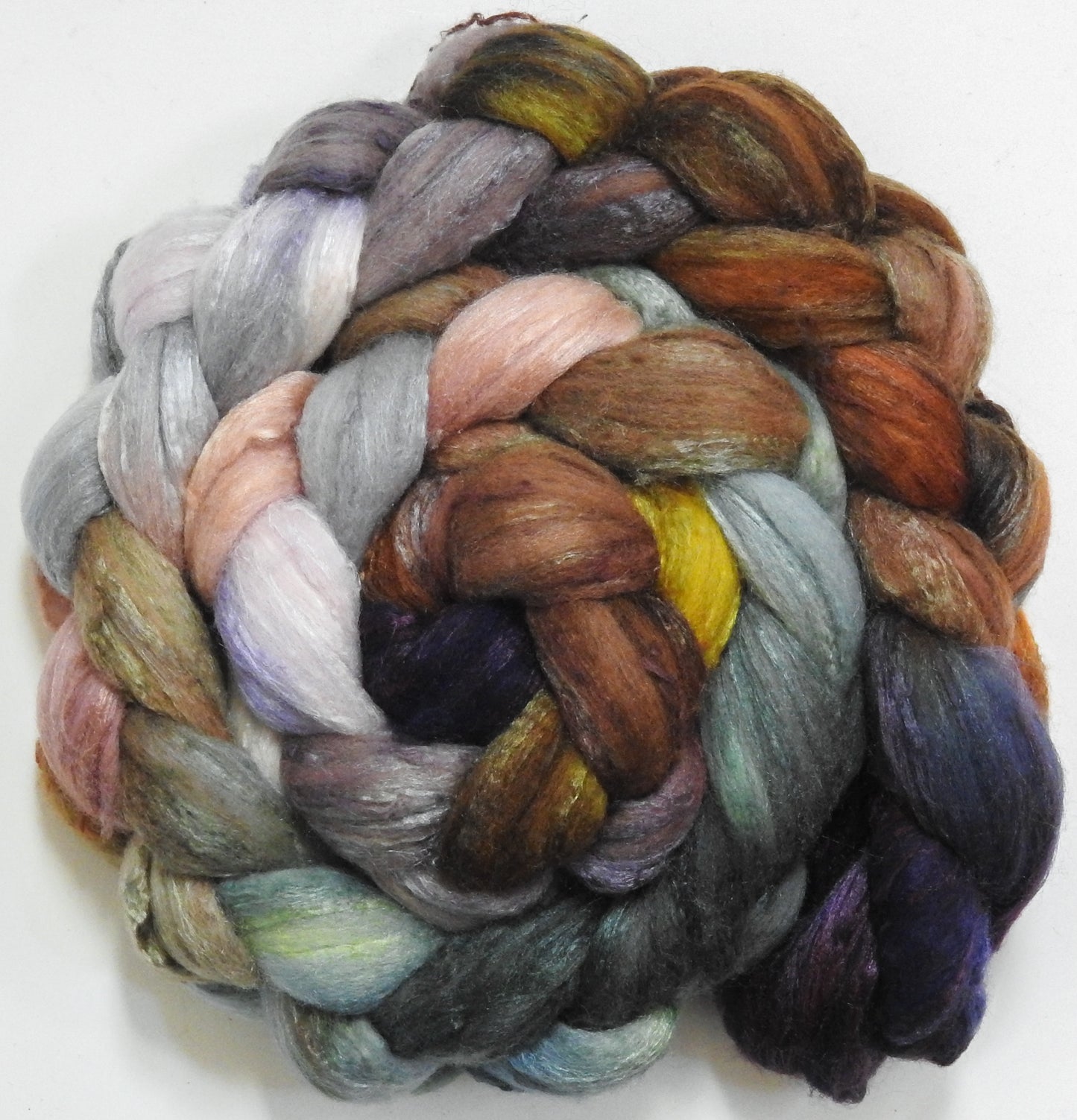 Lady Éowyn (5.7 oz) - Batt in a Braid #66 - Cormo/ Tussah Silk / Silk Slubs(60/25/15)