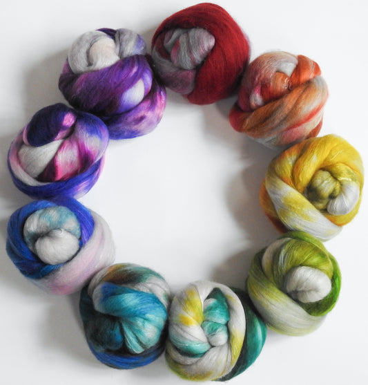 Roy G Biv (with a side of Clouds) -Gradient Set -(12.6 oz) - BinaB#63-(Cormo/camel/silk)
