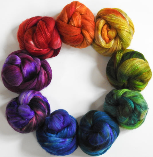 Roy G Biv  -Gradient Set (12.9 oz) -18.5 mic merino/ camel/ brown alpaca/ mulberry silk/ (40/20/20/20)