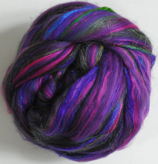 Violet Sabrewing - Custom Blended Top- Merino/ Mulberry Silk/ Corriedale /Sari Silk/ Trilobal Nylon (40/25/15/10/10)