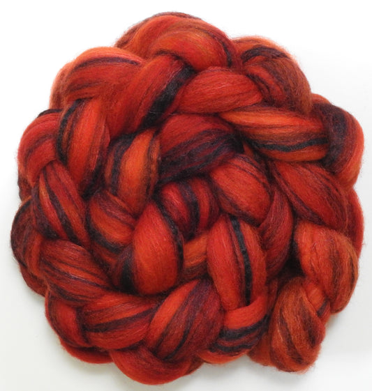 Tomato (4.3 oz) - Batt in a Braid #68 - Lt. Grey Shetland/ Falkland Merino / Black tussah silk (45/30/25)