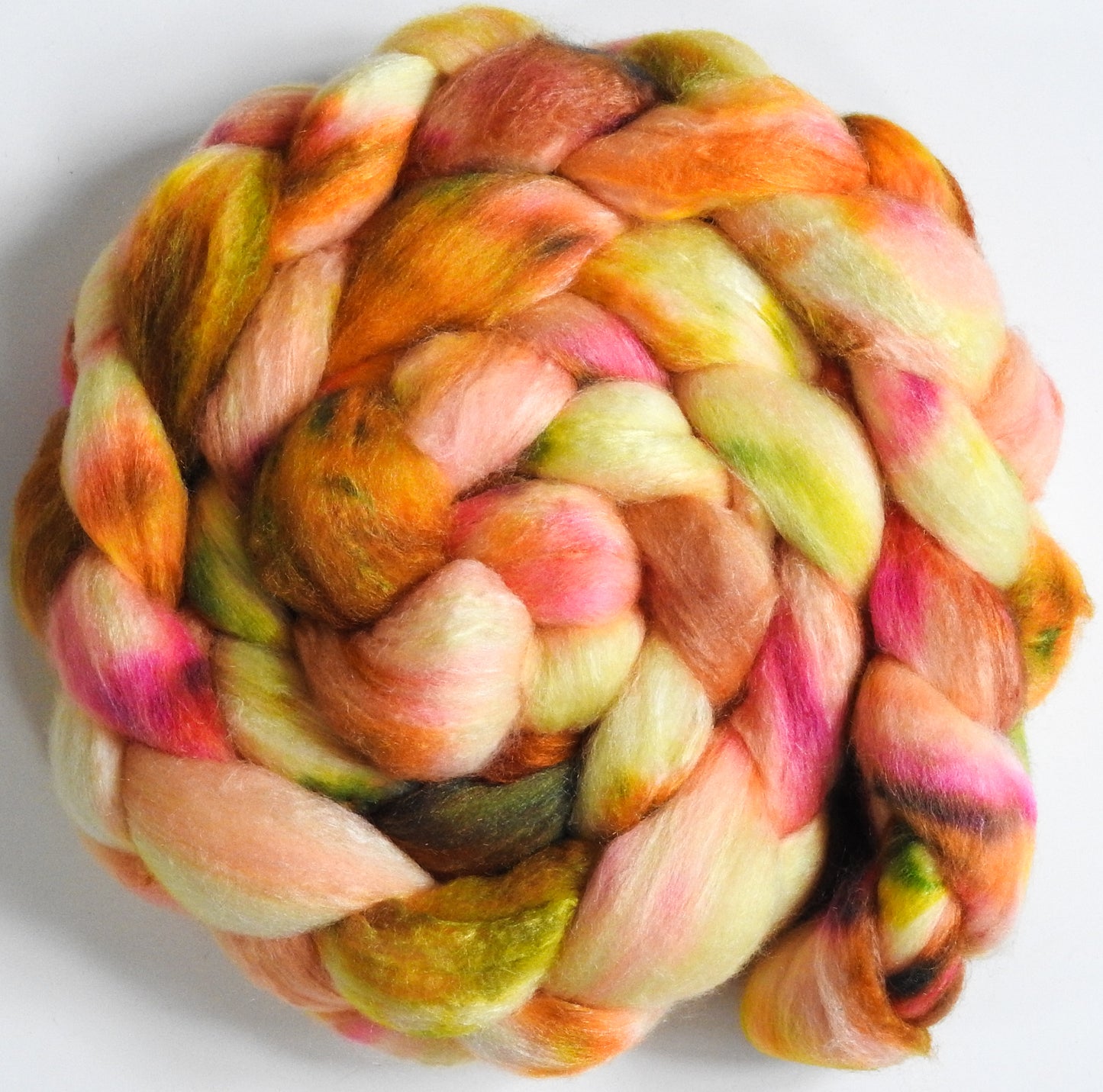 Walkin' on Sunshine (5.7 oz) - Batt in a Braid #62 (Polwarth/ CASHMERE/ silk -50/25/25)