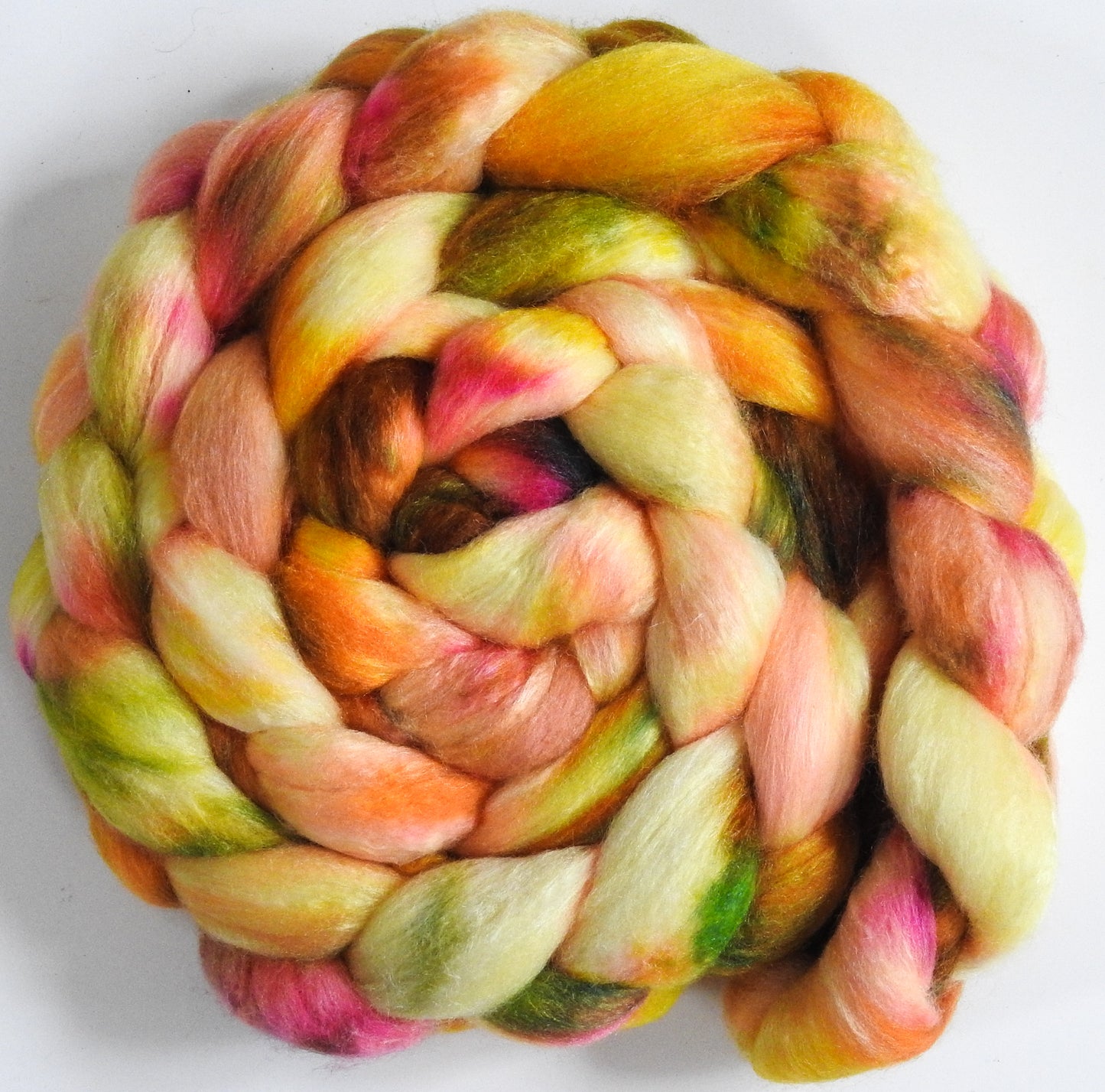 Walkin' on Sunshine (5.7 oz) - Batt in a Braid #62 (Polwarth/ CASHMERE/ silk -50/25/25)