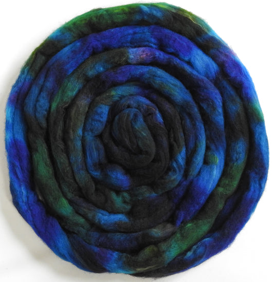 Blue Hour (5.9 oz) - Batt in a Braid #60- Southdown/ Bfl/ Bio-nylon (50/25/25)