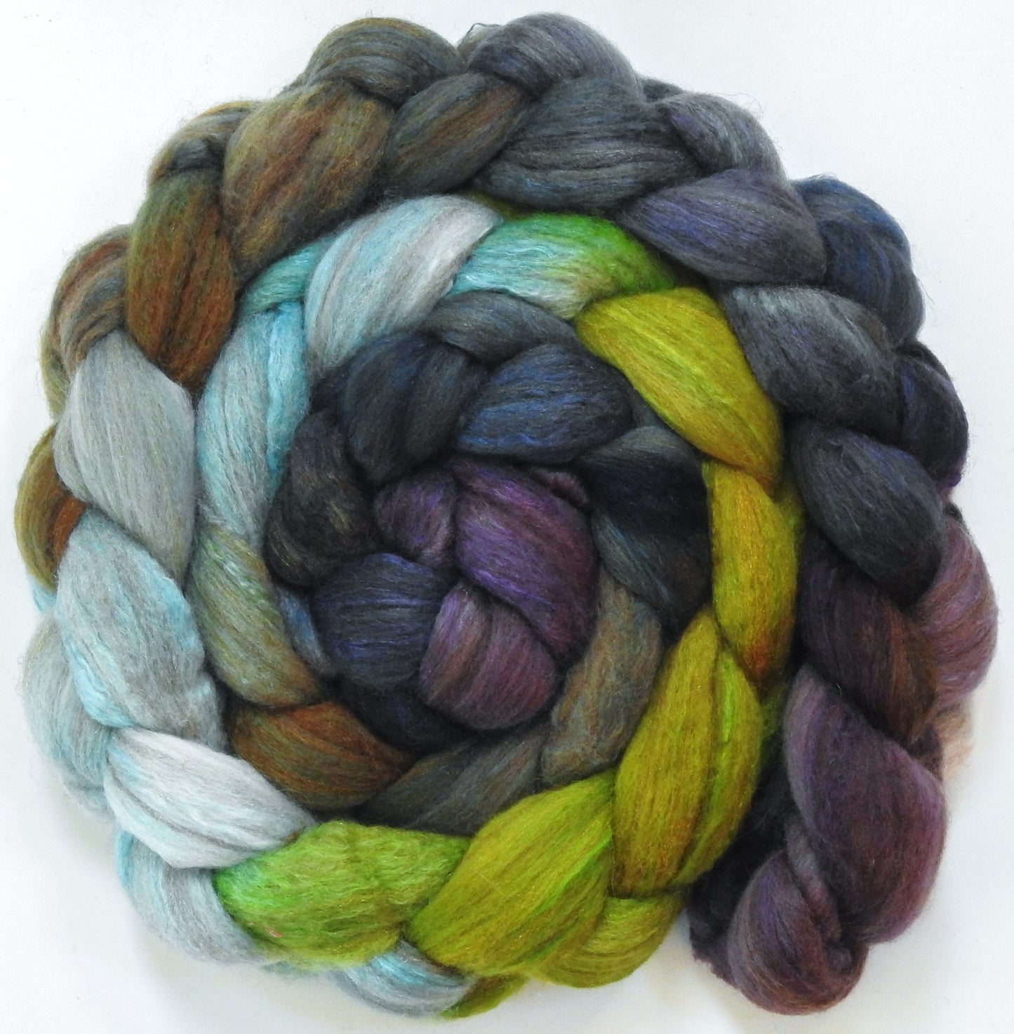 Symbiosis (5.6 oz) - Batt in a Braid #7 - Polwarth/ Manx / Mulberry silk/ Firestar (30/30/30/10)