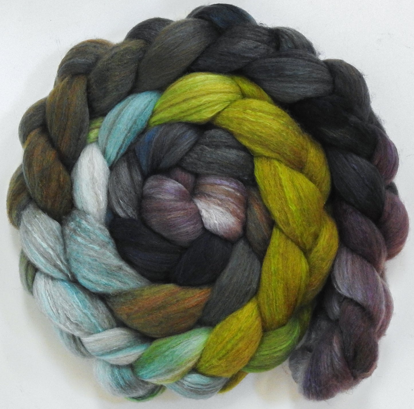 Symbiosis (5.6 oz) - Batt in a Braid #7 - Polwarth/ Manx / Mulberry silk/ Firestar (30/30/30/10)