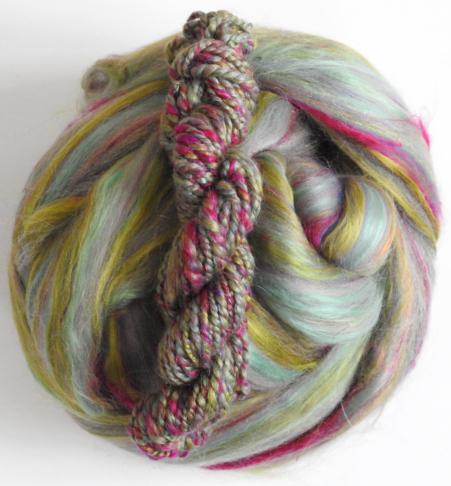 Anna's Hummingbird - Custom Blended Top- Merino/ Mulberry Silk/ Corriedale /Sari Silk/ Trilobal Nylon (40/25/15/10/10)