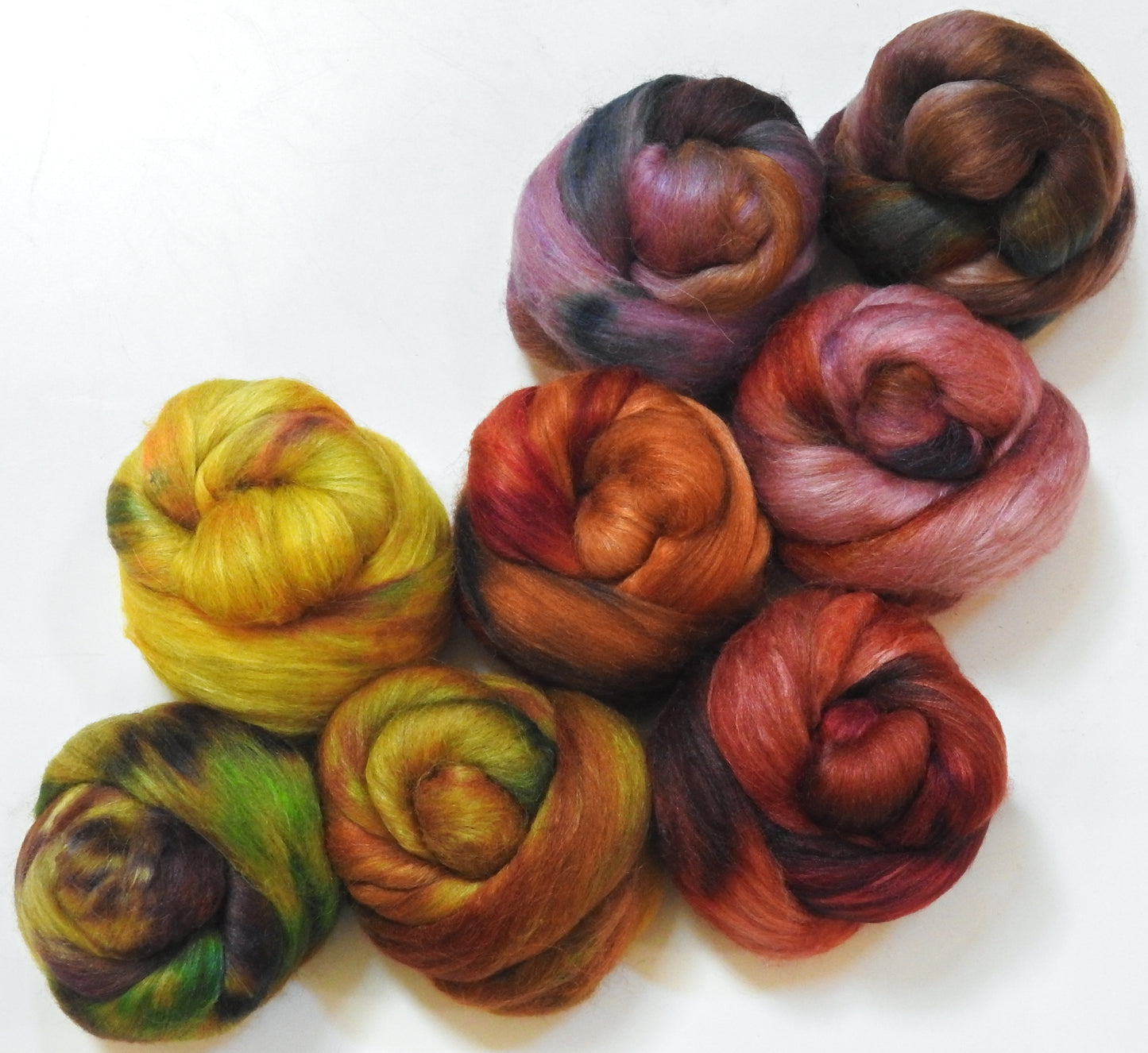 Autumnophile -Gradient Set -Batt in a Braid #6 - 1/3 Grey Baby Alpaca/1/3 Polwarth/ 1/3 Tussah Silk