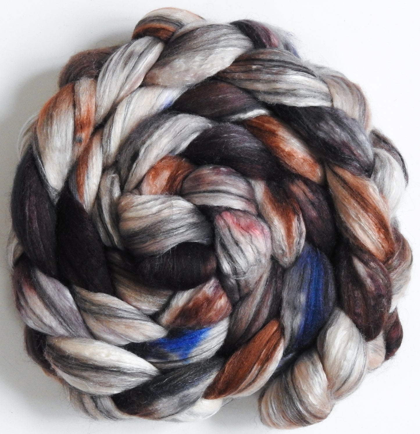 Meerkat (5.7 oz.) - Batt in a Braid #9 - Superfine Merino/ Mulberry Silk / Black Alpaca (50/40/10)