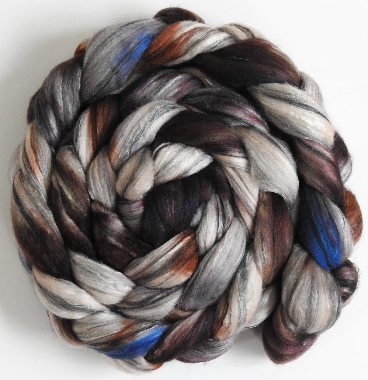 Meerkat (5.7 oz.) - Batt in a Braid #9 - Superfine Merino/ Mulberry Silk / Black Alpaca (50/40/10)