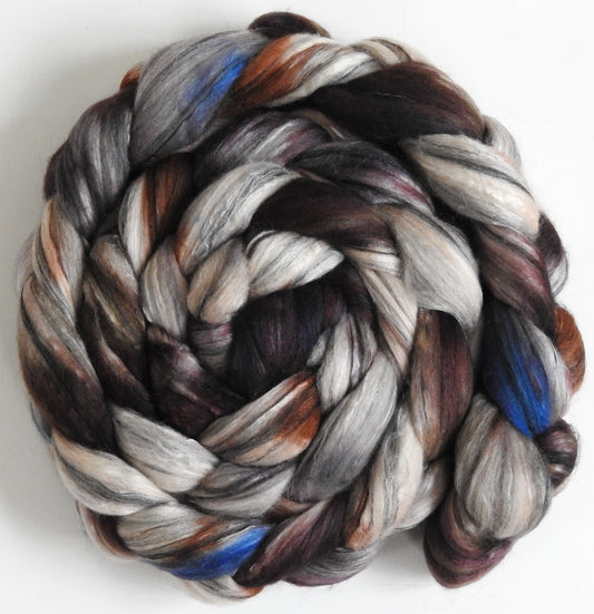 Meerkat (5.7 oz.) - Batt in a Braid #9 - Superfine Merino/ Mulberry Silk / Black Alpaca (50/40/10)