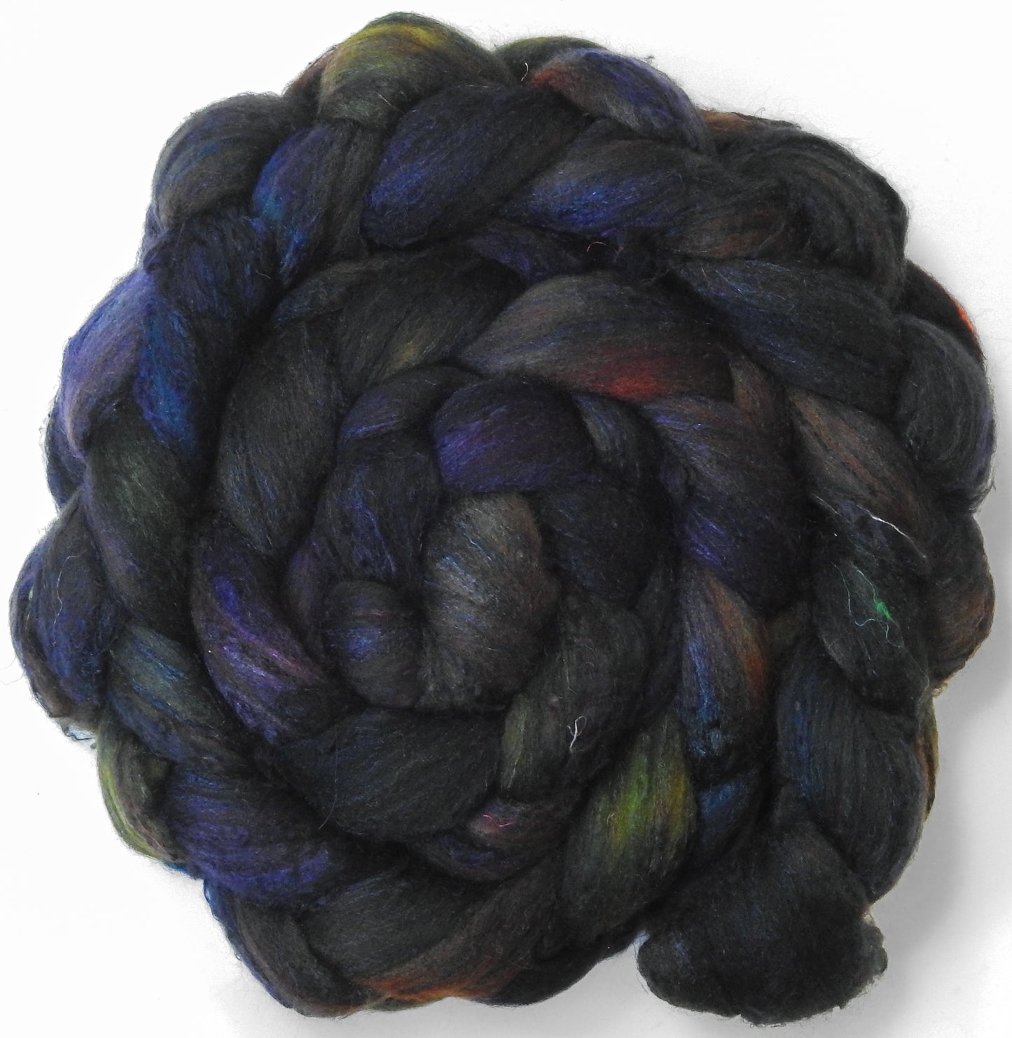 Lapsang Souchong (5.7 oz) - Batt in a Braid #65 - Rambouillet/ Cormo / Sari  silk/ Tussah silk (40/25/25/10)