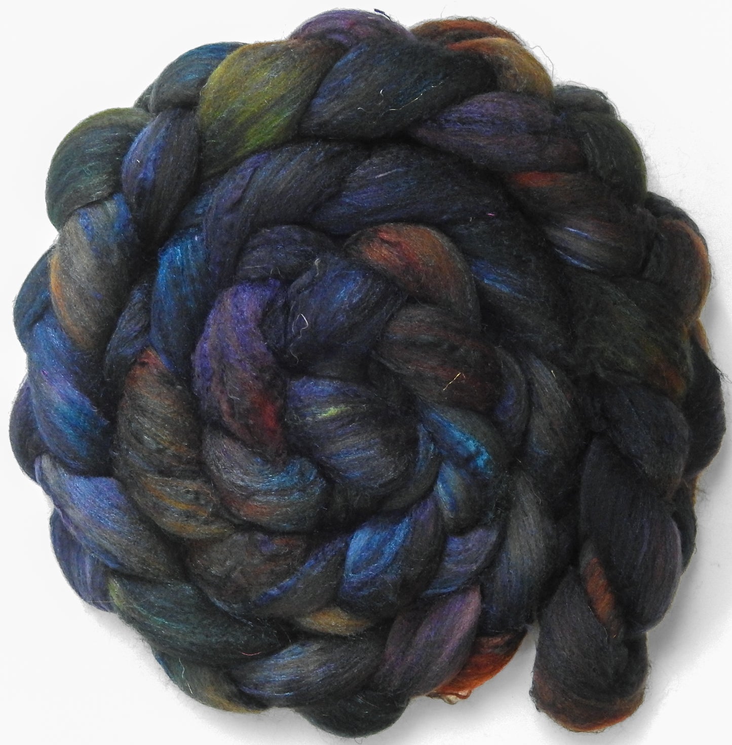 Lapsang Souchong (5.7 oz) - Batt in a Braid #65 - Rambouillet/ Cormo / Sari  silk/ Tussah silk (40/25/25/10)