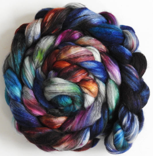 Meteor Shower (5.8 oz.) - Batt in a Braid #9 - Superfine Merino/ Mulberry Silk / Black Alpaca (50/40/10)